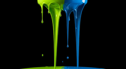 Vibrant Fluids Swirling Together On Black Backdrop Revealing Bold Dynamic Contrast