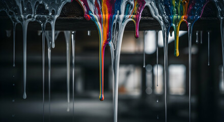 Chromatic Cascade: A Mesmerizing Display Of Dripping Paints And Viscous Textures