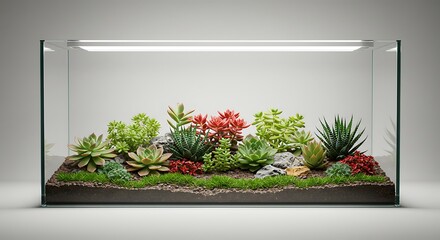 arrangement of succulents inside an aquarium