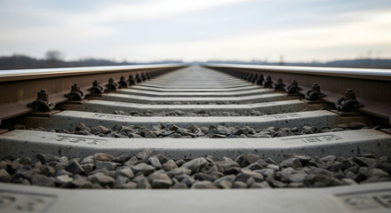 Railroad Track Perspective Vanishing Point Industrial Landscape Transportation System