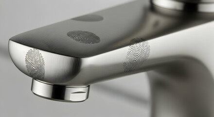 Chrome Faucet Detailed With Fingerprint Pattern For Secure Identification System
