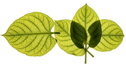 green leaves isolated on white background