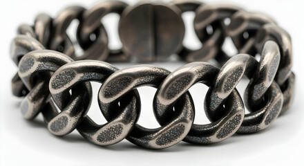 Brushed Metal Bracelet Detailed Macro Shot On White Background
