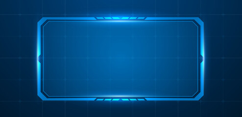 Digital screen or technology box blue light interface vector editable	