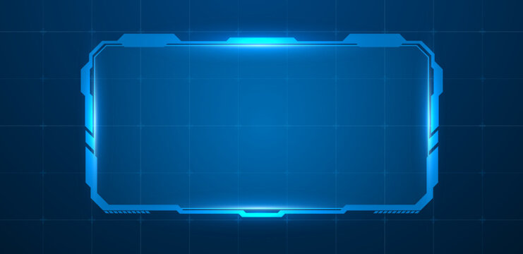 Digital screen or technology box blue light interface vector editable	