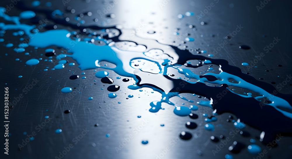 Poster aquatic flow and splatter with shiny reflection for creative design
