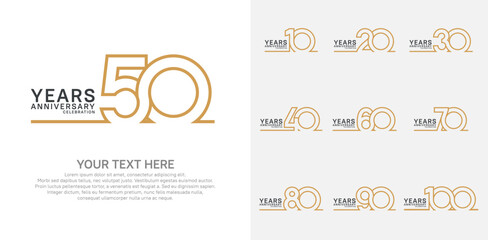 Anniversary logo set vector design, brown color for celebration event