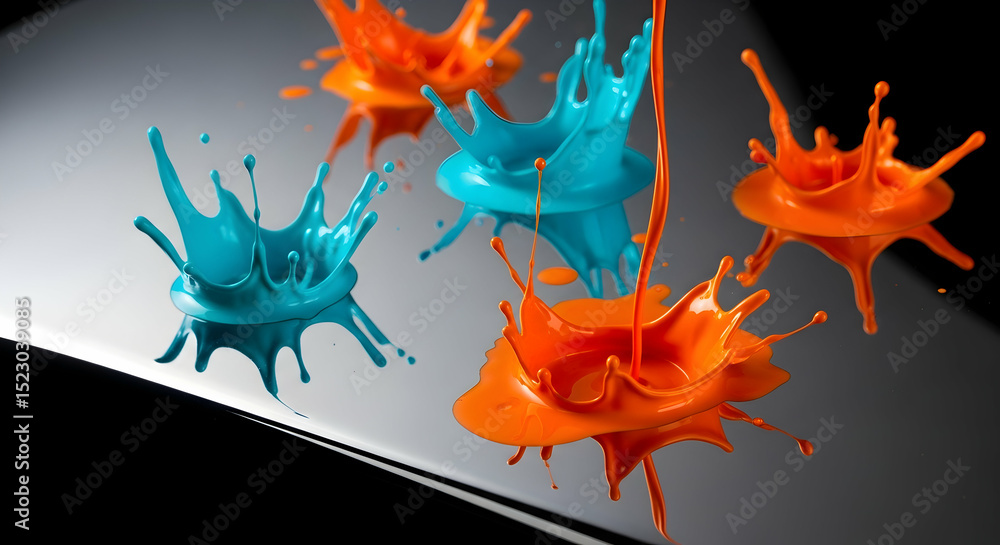 Poster dynamic abstract of splashing liquid colors for creative concepts