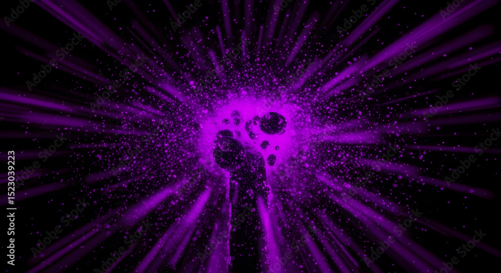 Poster exploding purple energy flow creates a powerful and dynamic visual display