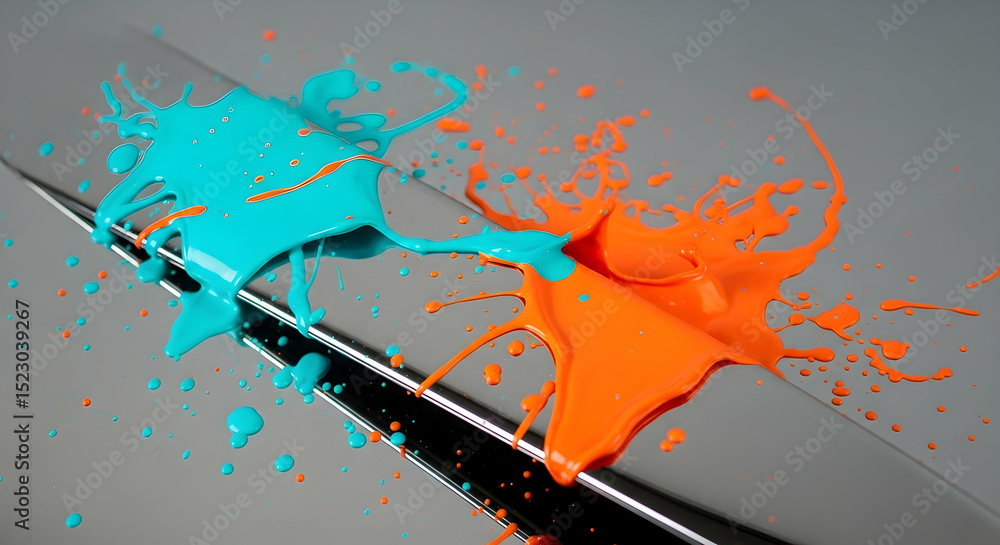 Poster dynamic contrast splashes two distinct hues colliding artistic expression
