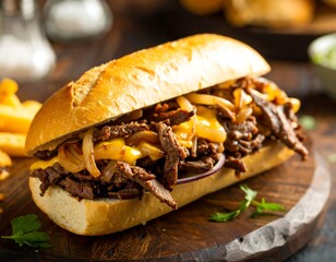 Delicious Philly Cheesesteak Sandwich (1)