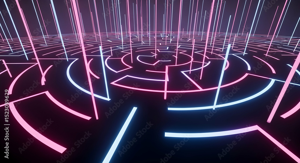 Aufkleber luminous circuit: abstract neon pattern with cyberpunk aesthetic for digital design