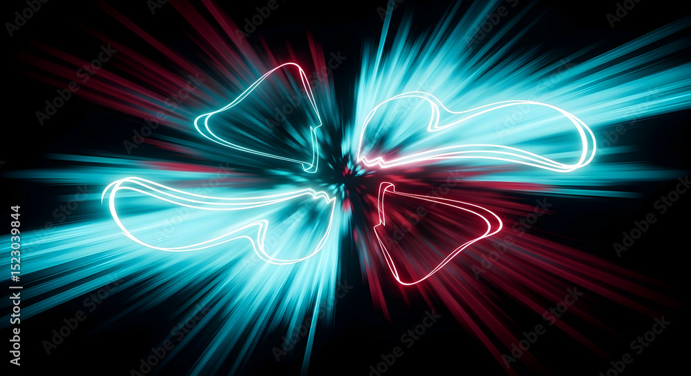 Aufkleber dynamic burst of red and cyan energy flowing from a central point