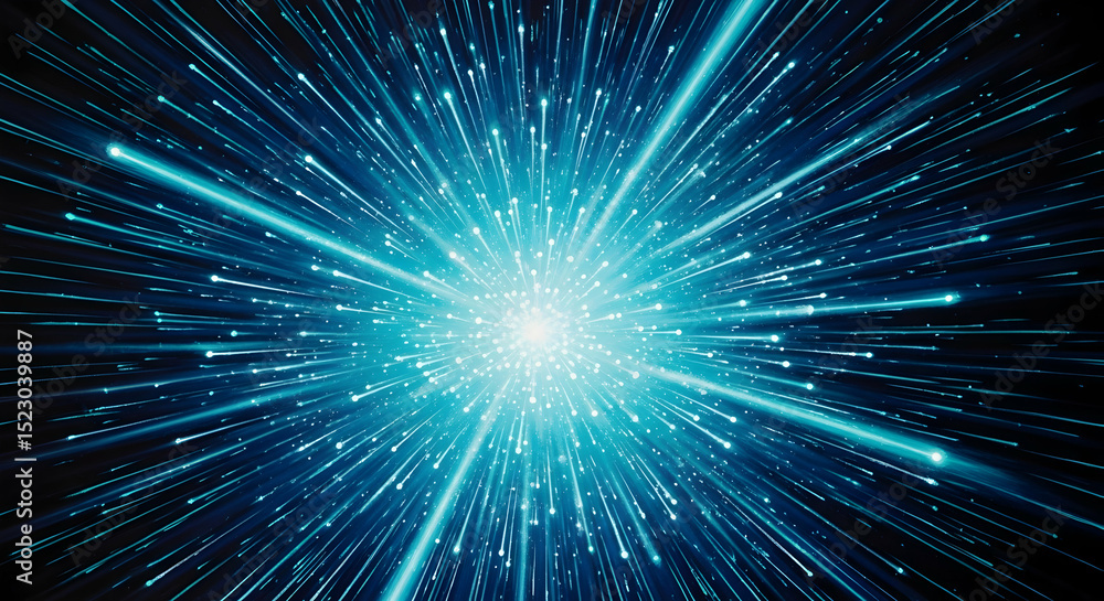 Poster dynamic radiating rays illuminate central point abstract conceptualization