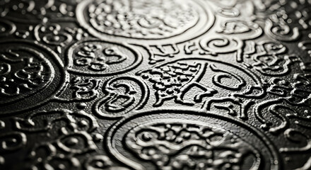 Intricate Embossed Pattern Texture In Black Offers Rich Visual Depth