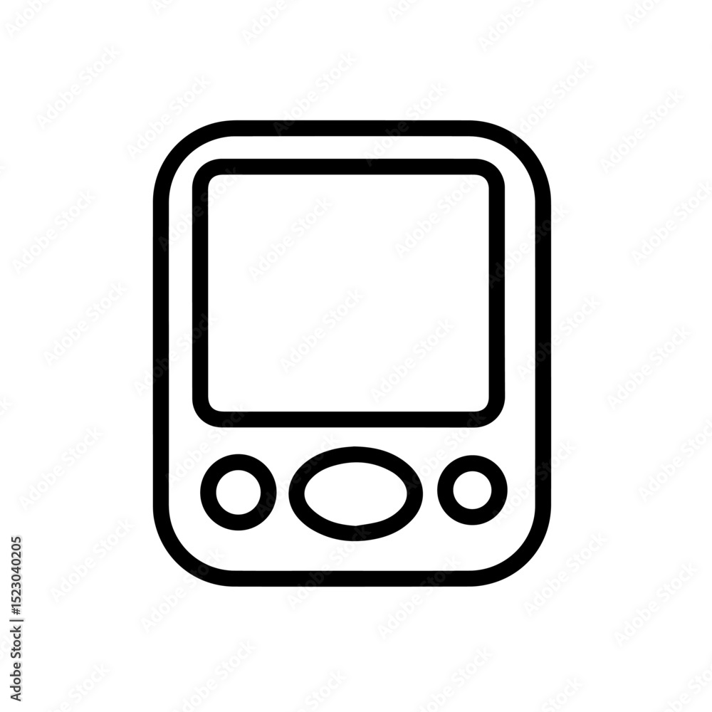 Aufkleber simple medical device icon with blank screen and three buttons. this compact device is perfect for d
