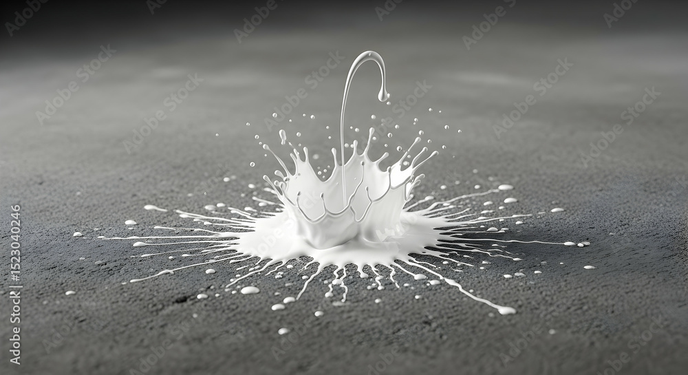 Aufkleber surreal splashing white paint in unique configuration on gray surface