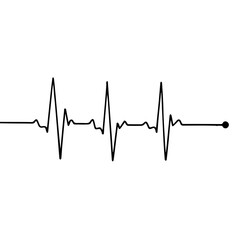 Heartbeat line, EKG rhythm graphic, cardiogram wave, pulse monitor trace.  Medical illustration of cardiac rhythm, representing healthy heart function, showing regular pulse beats.