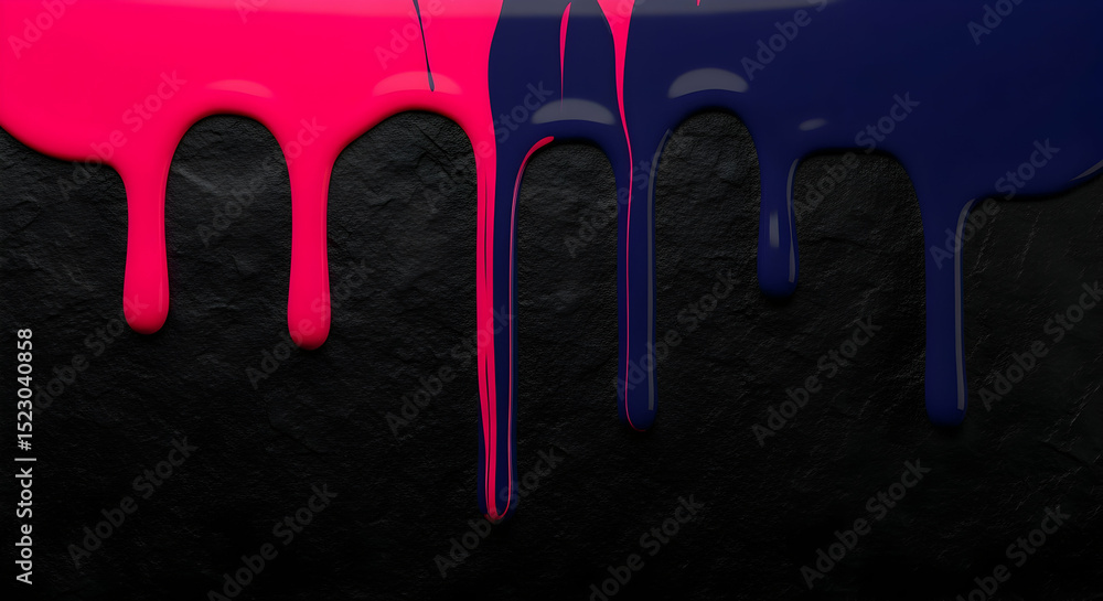 Poster vibrant drips create abstract expression on rough textured surface
