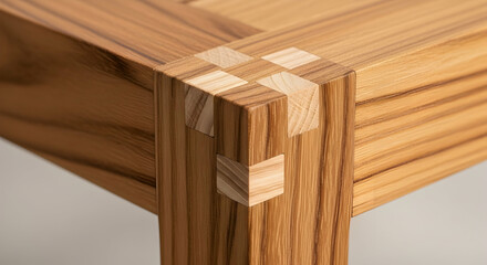 Artisanal Dovetail Joint Craftsmanship In Solid Wood Furniture Detail