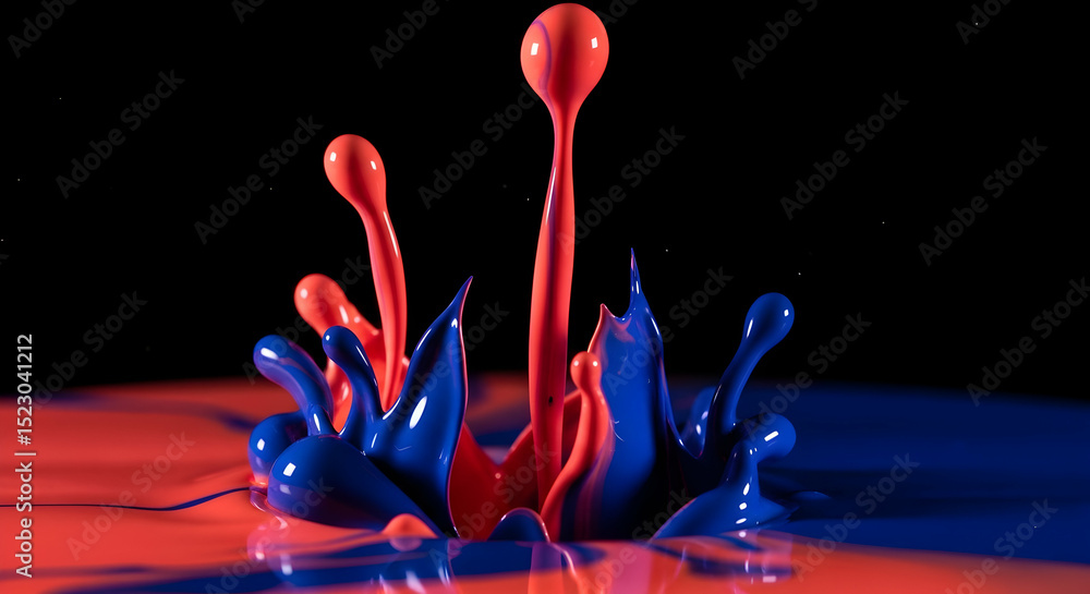 Poster spectacular collision of colored liquids creating a dynamic abstract effect