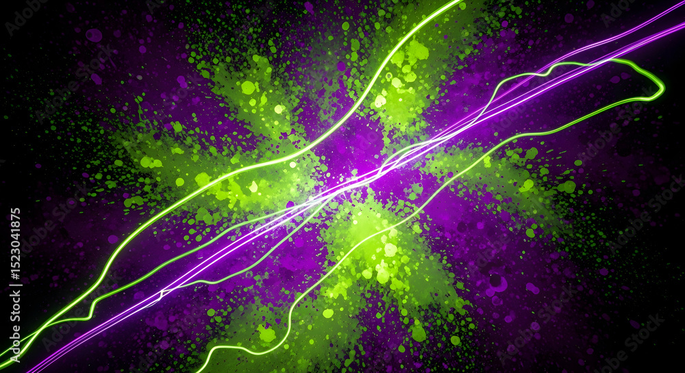 Aufkleber neon streaks and colorful splatter explosion for dynamic abstract background