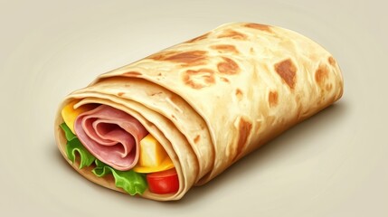 Delicious Ham Wrap Temptation. Fresh, Flavorful, and Ready To Savor Every Bite Of This Savory Wrap.