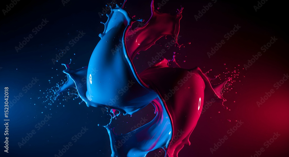 Poster dynamic collision of vibrant paints creating abstract and modern art