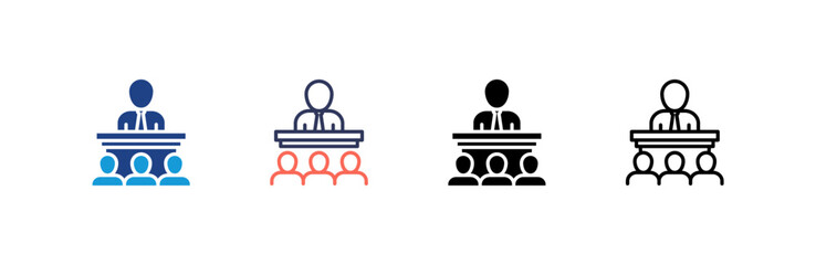 Seminar icon set multiple style collection