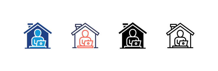 Work From Home icon set multiple style collection
