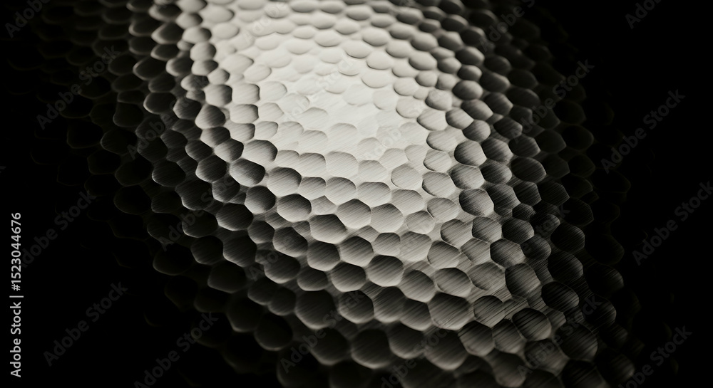 Poster metallic surface with irregular hexagonal forms creates an interesting geometric texture
