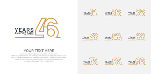 Anniversary logo set vector design, brown color for celebration event