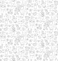 Father and Baby Pattern Line Art Baby Items and Parenting Illustration