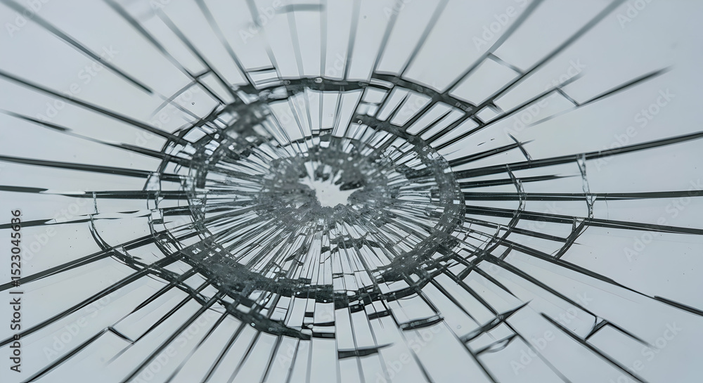 Poster shattered surface a visually striking image of broken glass with circular cracks