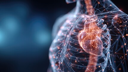 Abstract human heart anatomy plexus network digital art
