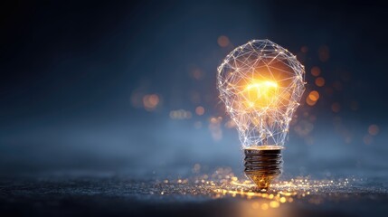 Glowing network lightbulb innovation concept image