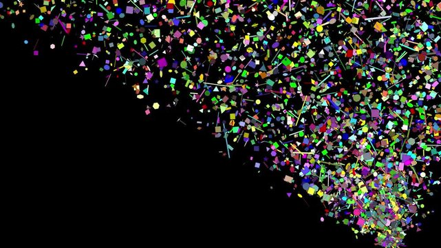 Many confetti pieces in different shapes appear randomly along the entire border of the screen creating a festive frame for happy events