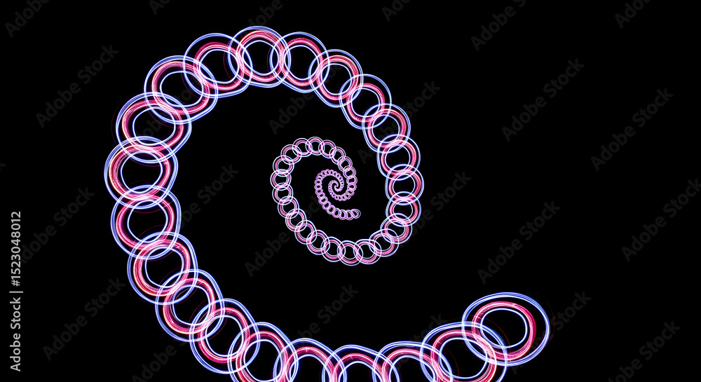 Poster ethereal chain links creating a mesmerizing spiral on a black canvas