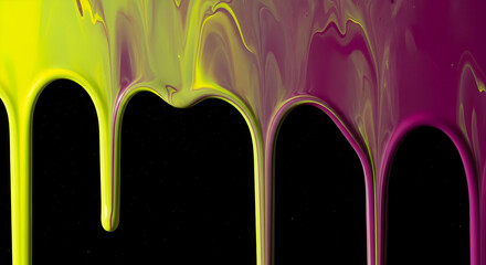Vibrant Paint Streams Down in a Neon Yellow and Magenta Blend