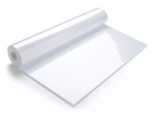 White Paper Roll: Unfurled sheet against a stark background, ready for its purpose.