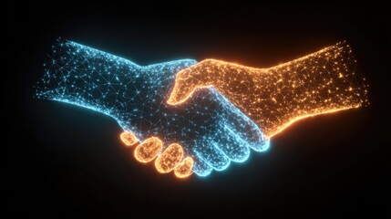 Abstract digital handshake representing connection and partnership