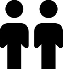 Black Two - Person Icon, Simple Standing. Editable Vector Shape. For People, Social, Team, Group Themes. Vector Illustrations.