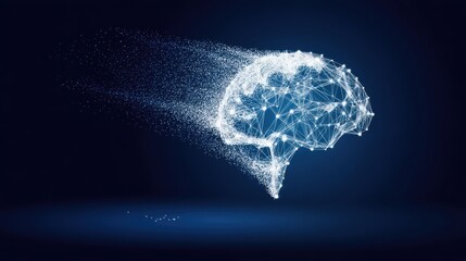 Abstract disintegrating brain network digital art