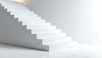 Modern Minimalist White Staircase Architecture Design Interior.