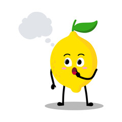 Cute Hand Drawn Lemon Daydreaming Imagining