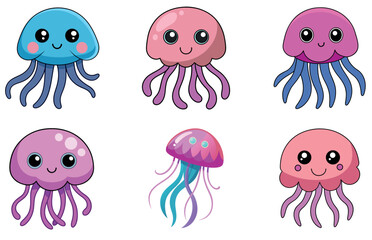 Jellyfish Vector Design Colorful Flat Jellyfish Illustrations for Ocean, Sea Life, and Marine Projects