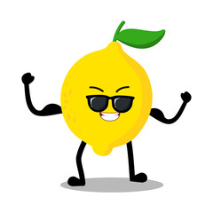 Cute Hand Drawn Strong Lemon with Muscular Arm