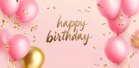 Pink Balloons and Gold Confetti: A Delicate Happy Birthday Celebration
