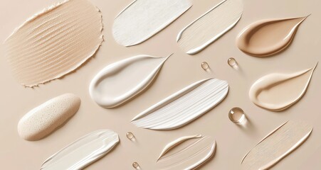 Cosmetic Cream Swatches on Neutral Background, Beauty Product Mockup