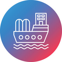 Oil Ship Line Gradient Circle Background Icon